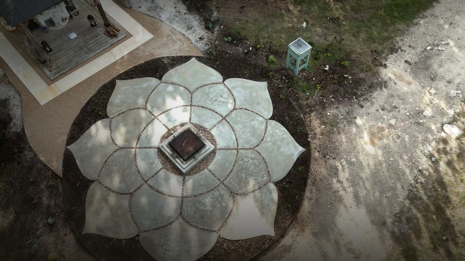 The 28-foot cast-concrete Lotus and bioswale rings built by Dorian Dégagé, San Antonio, Texas