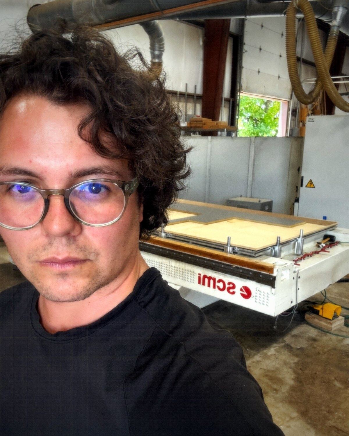 Dorian Dégagé in the workshop, San Antonio, Texas
